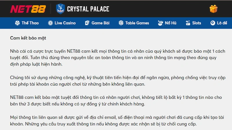 Công nghệ bảo mật uy tín của Net88